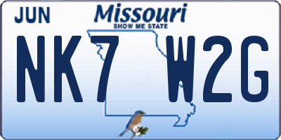 MO license plate NK7W2G
