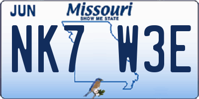 MO license plate NK7W3E