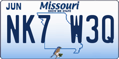 MO license plate NK7W3Q