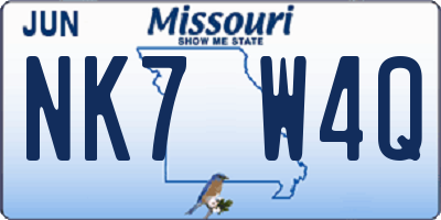 MO license plate NK7W4Q