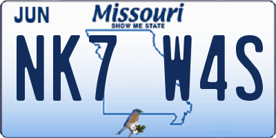 MO license plate NK7W4S