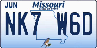 MO license plate NK7W6D