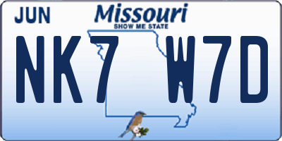 MO license plate NK7W7D