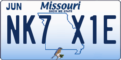 MO license plate NK7X1E