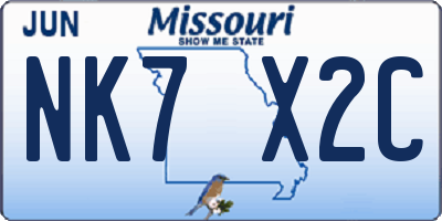MO license plate NK7X2C