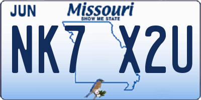 MO license plate NK7X2U