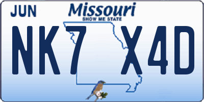 MO license plate NK7X4D