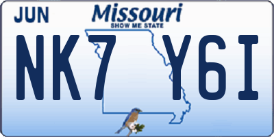 MO license plate NK7Y6I