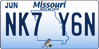 MO license plate NK7Y6N