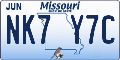 MO license plate NK7Y7C