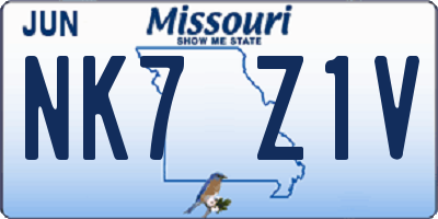 MO license plate NK7Z1V