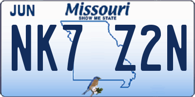 MO license plate NK7Z2N
