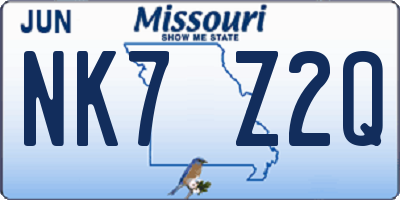 MO license plate NK7Z2Q