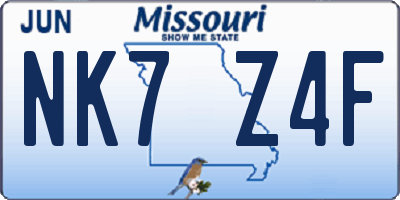 MO license plate NK7Z4F