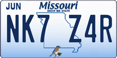 MO license plate NK7Z4R