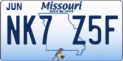 MO license plate NK7Z5F