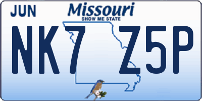 MO license plate NK7Z5P
