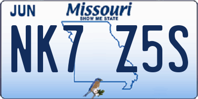 MO license plate NK7Z5S