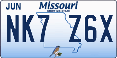 MO license plate NK7Z6X