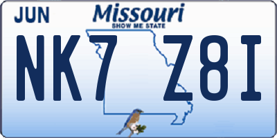 MO license plate NK7Z8I