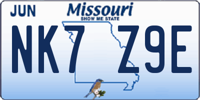 MO license plate NK7Z9E