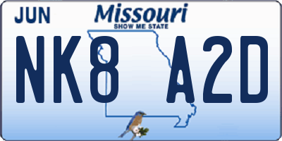 MO license plate NK8A2D