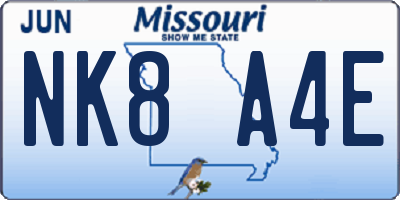 MO license plate NK8A4E