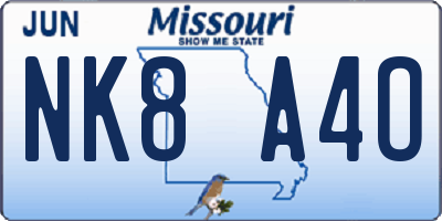 MO license plate NK8A4O