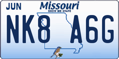 MO license plate NK8A6G
