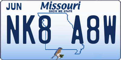 MO license plate NK8A8W