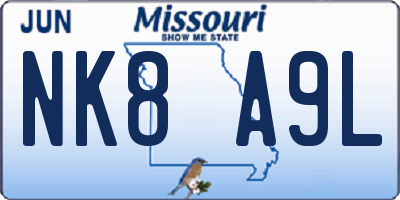 MO license plate NK8A9L