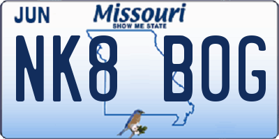 MO license plate NK8B0G