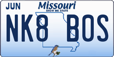 MO license plate NK8B0S