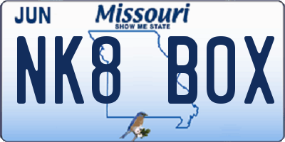 MO license plate NK8B0X