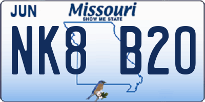 MO license plate NK8B2O