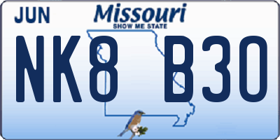 MO license plate NK8B3O
