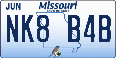 MO license plate NK8B4B