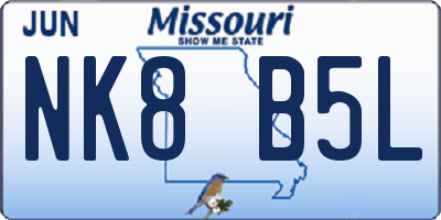 MO license plate NK8B5L
