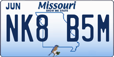 MO license plate NK8B5M