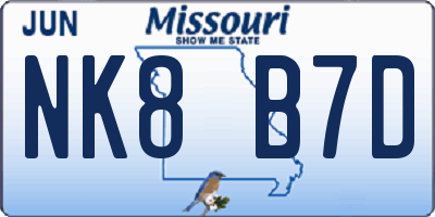 MO license plate NK8B7D