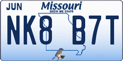 MO license plate NK8B7T