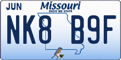 MO license plate NK8B9F