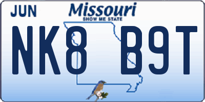 MO license plate NK8B9T
