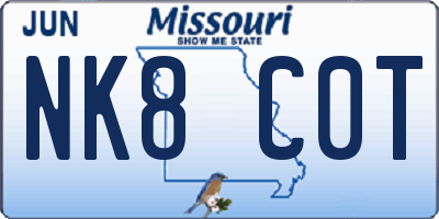 MO license plate NK8C0T
