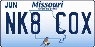 MO license plate NK8C0X