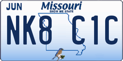MO license plate NK8C1C