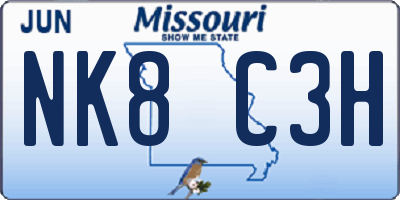 MO license plate NK8C3H