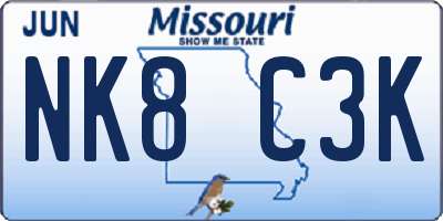 MO license plate NK8C3K