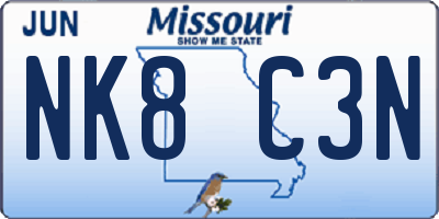 MO license plate NK8C3N