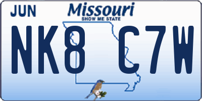 MO license plate NK8C7W